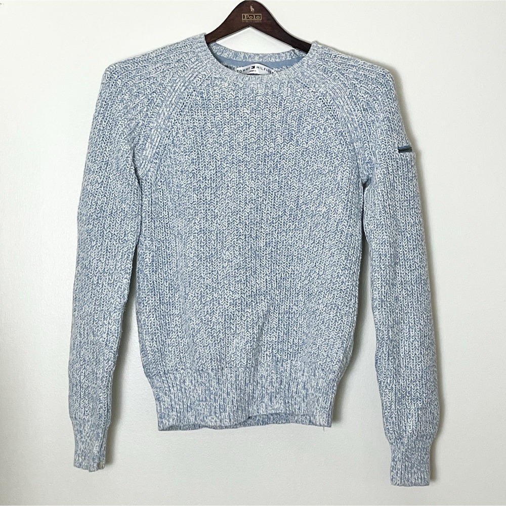 Tommy Hilfiger Sweater Women's Small Blue Knit Preppy Apres Ski Winter Cabin